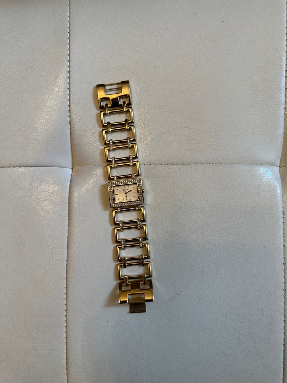 Gold Link Bracelet Watch with Square Face